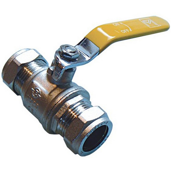28mm Gas Lever Ball Valve Yellow