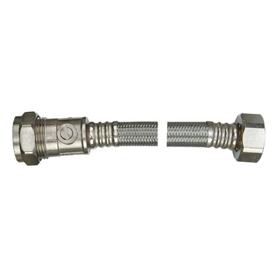15mm x 1/2 Inch x 300mm Flexible Tap Connector with Isolation Valve