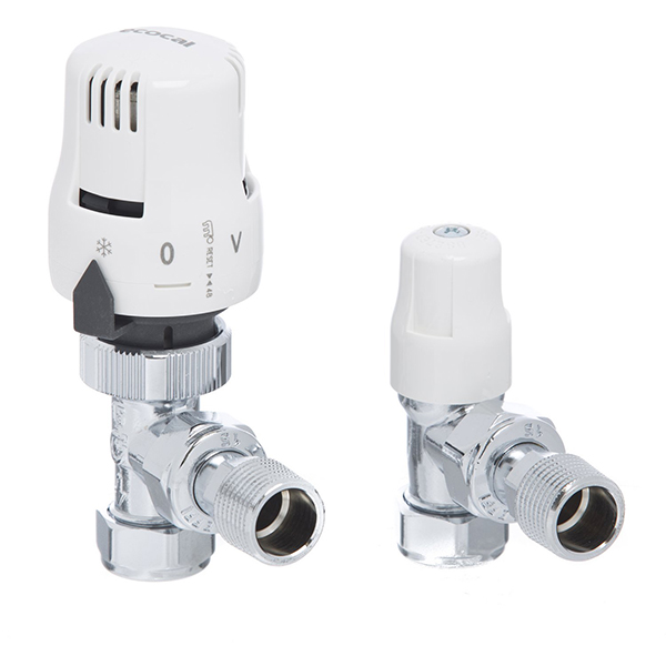 15mm Ecopac White Angled Radiator Valves