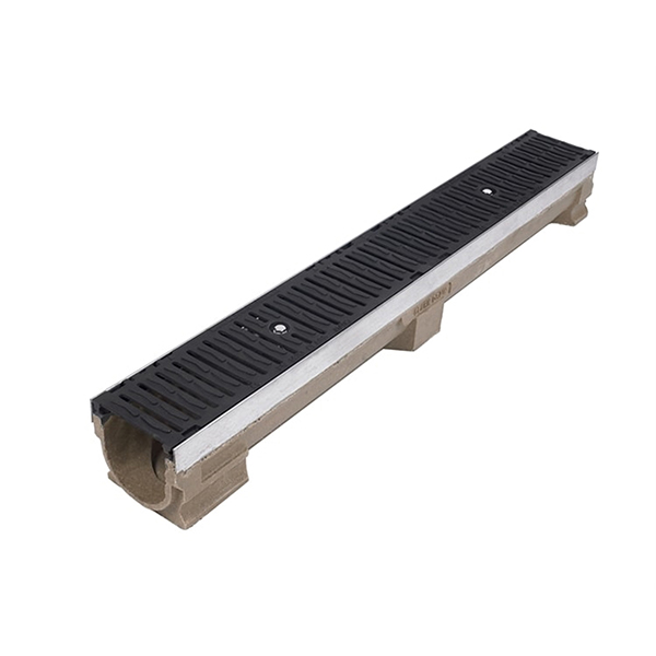 Polymer Concrete Linear D400 Drainage Channel with Steel Edge Rails 1m