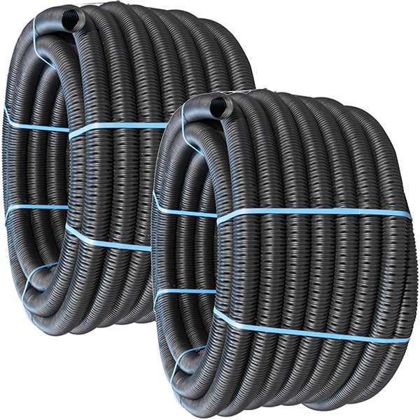 Perforated Land Drain Pipe - 60mm x 50m Coil 2 Pack