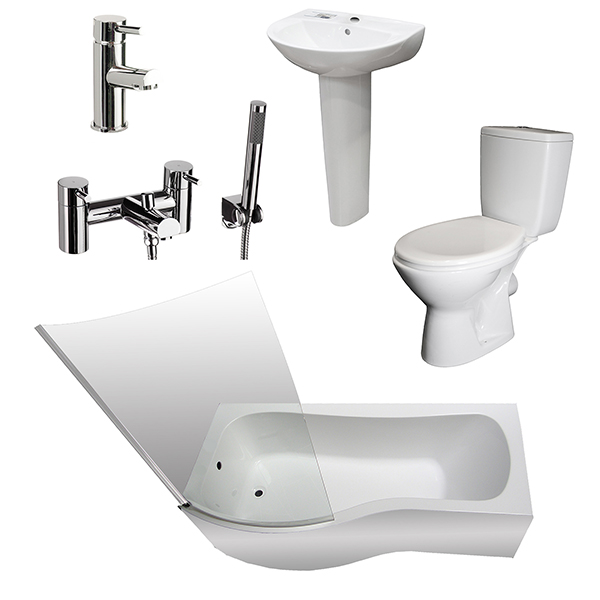 Allbits P Shape Bath Basin WC Suite LH