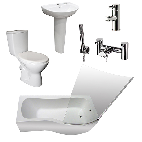 Allbits P Shape Bath Basin WC Suite RH