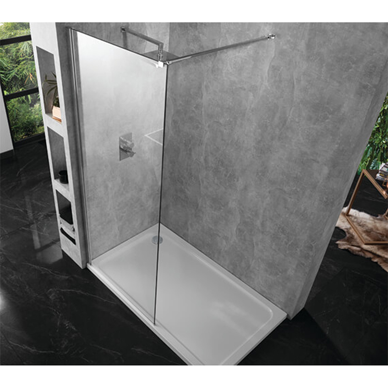 Aquadart Wetroom 10 Polished Silver Walk-In Shower Clear Glass Panel - 700mm