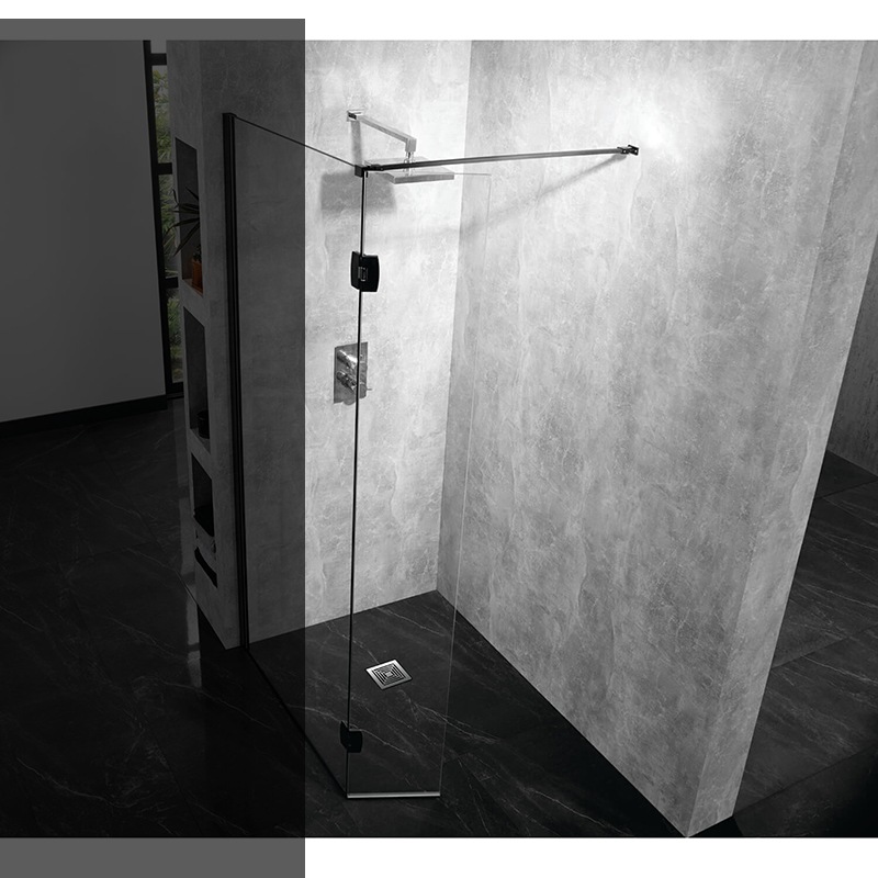 Aquadart Wetroom 10 Matt Black Clear Glass Return Panel - 300mm