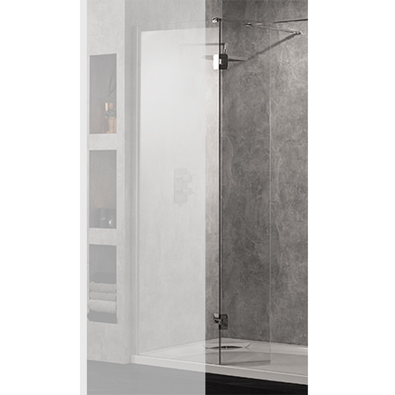 Aquadart Wetroom 10 Polished Silver Clear Glass Return Panel - 300mm