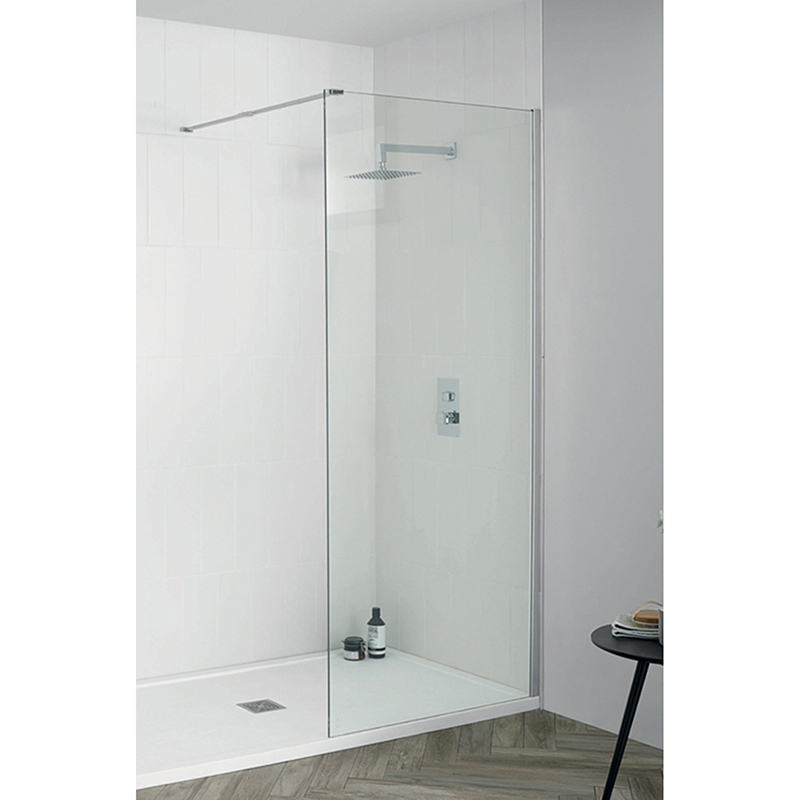 Aquadart Wetroom 8 Polished Silver Walk-In Shower Glass Panel - 500mm