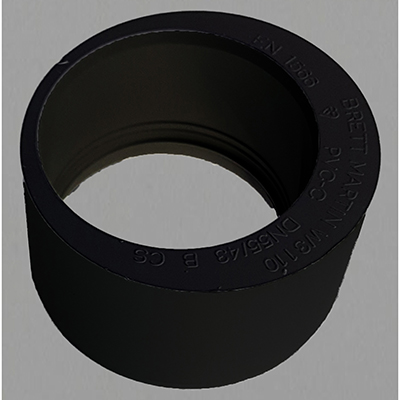 50mm x 40mm Solvent Weld Socket Reducer Black