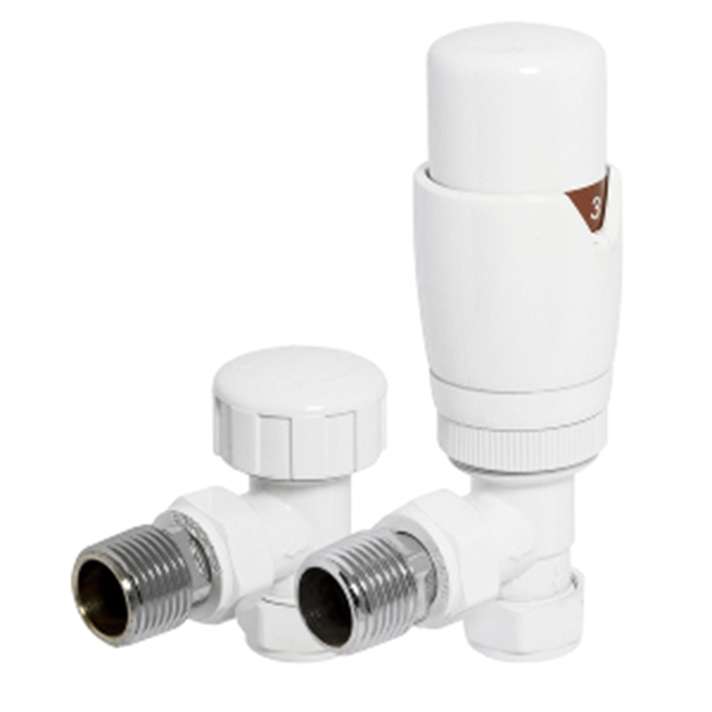 Thermostatic Radiator Valve Pack (pair) Angled - White