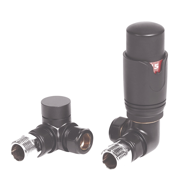 Thermostatic Corner Dual Fuel Radiator Valves - Antharcite