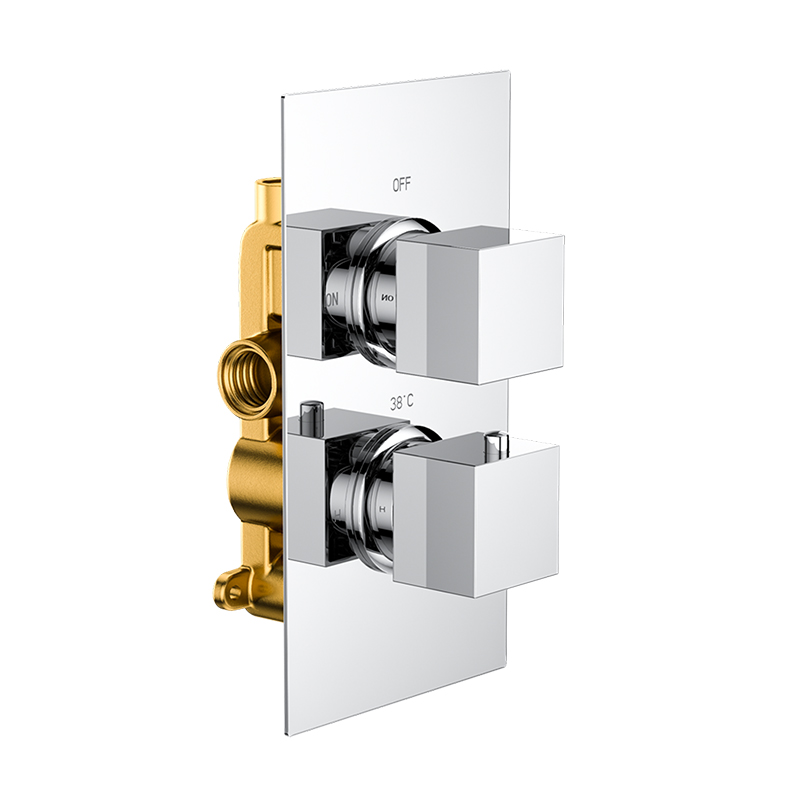 Bedgebury Square Single Outlet - Two Controls - Concealed Thermostatic Valve - Chrome