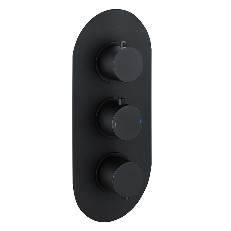 Bewl Triple Outlet - Three Controls - Concealed Thermostatic Valve - Matt Black