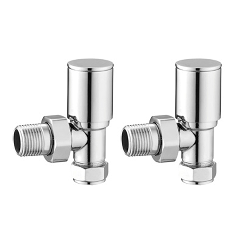 Round Radiator Valve Pack (pair) Angled - Chrome