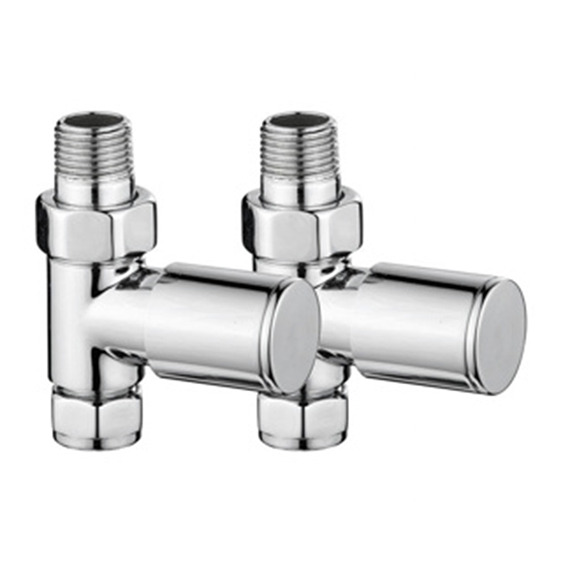 Round Radiator Valve Pack (pair) Straight  - Chrome