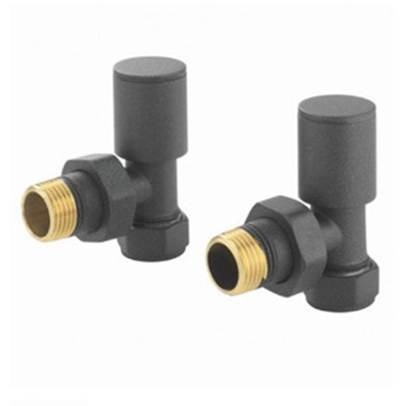 Round Radiator Valve Pack (pair) Angled - Anthracite