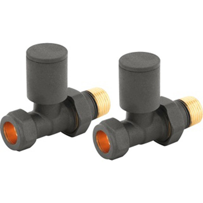 Round Radiator Valve Pack (pair) Straight - Anthracite