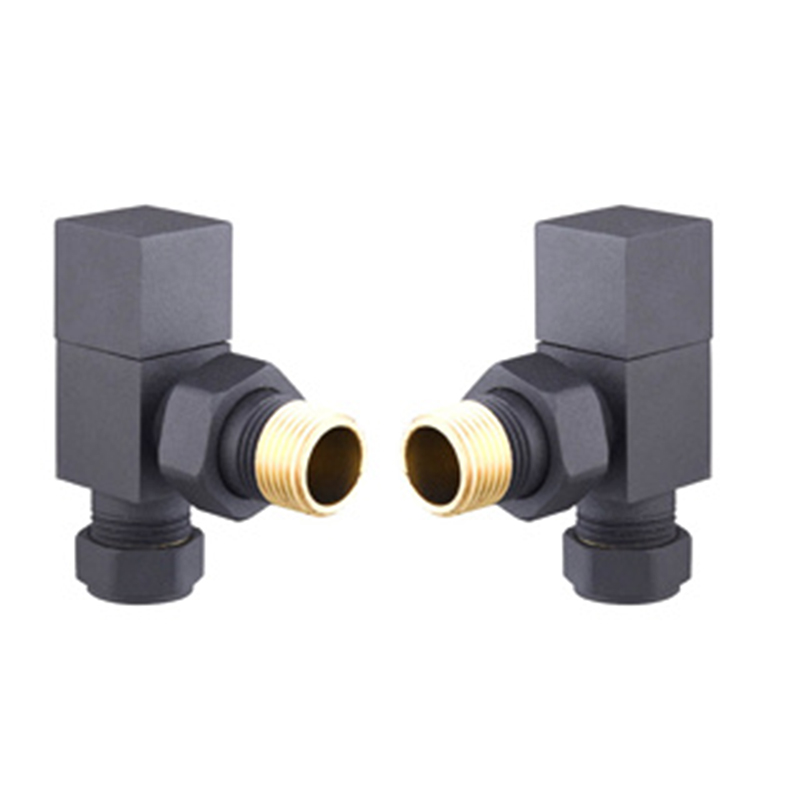 Square Radiator Valve Pack (pair) Angled - Anthracite