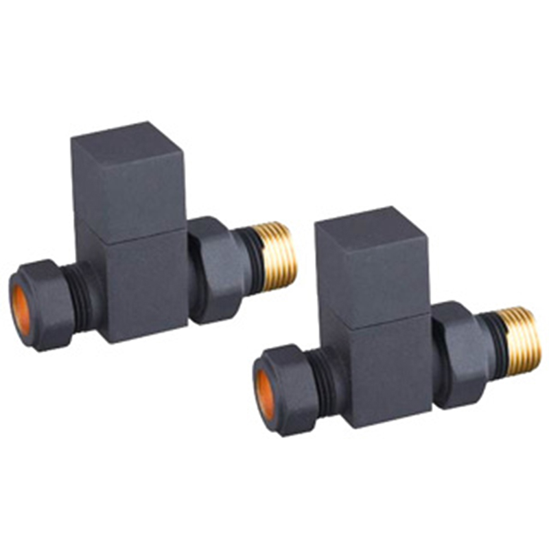 Square Radiator Valve Pack (pair) Straight - Anthracite