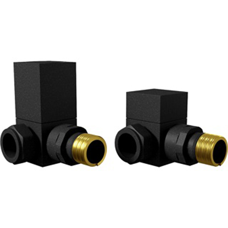 Square Radiator Valve Pack (pair) Corner - Black