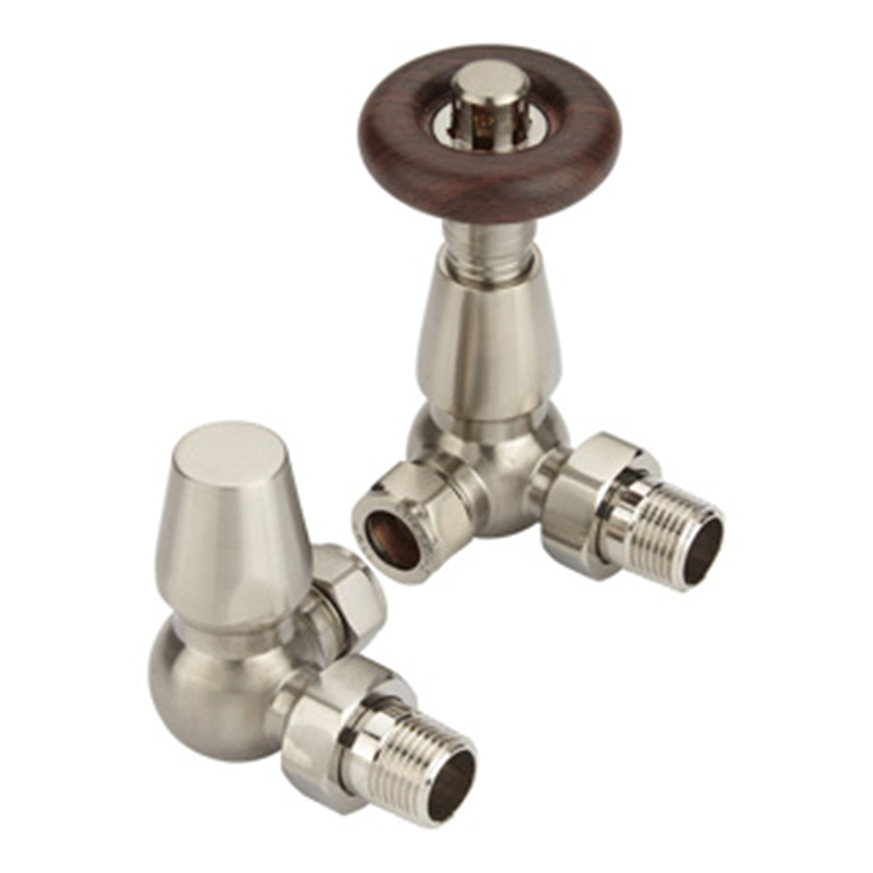 Traditional Thermostatic Radiator Valve Pack Corner (pair) - Satin Nickel