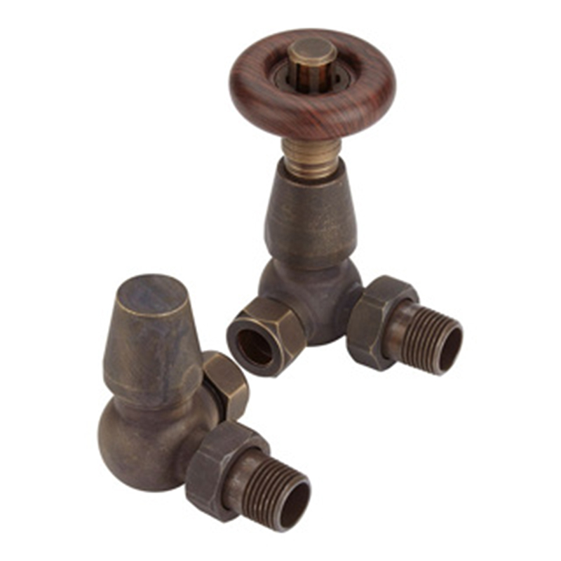 Traditional Thermostatic Radiator Valve Pack Corner (pair) - Antique Brass