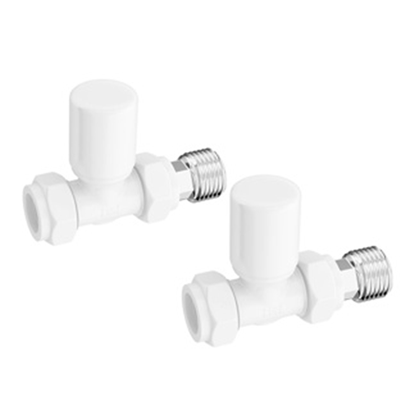 Round Radiator Valve Pack (pair) Straight - White