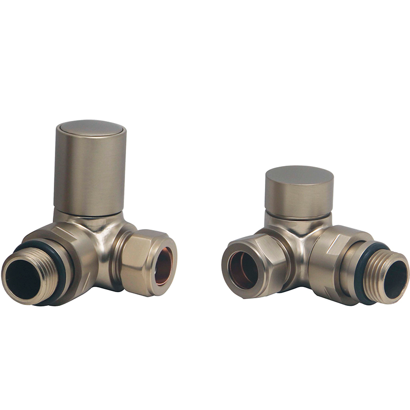 Round Radiator Valve Pack (pair) Corner - Brushed Brass