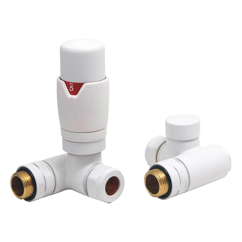 Thermostatic Corner Dual Fuel Radiator Valves - White