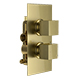 Bedgebury Square Single Outlet - Two Controls - Concealed Thermostatic Valve - Brushed Brass