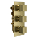 Bedgebury Square Triple Outlet - Three Controls - Concealed Thermostatic Valve - Brushed Brass