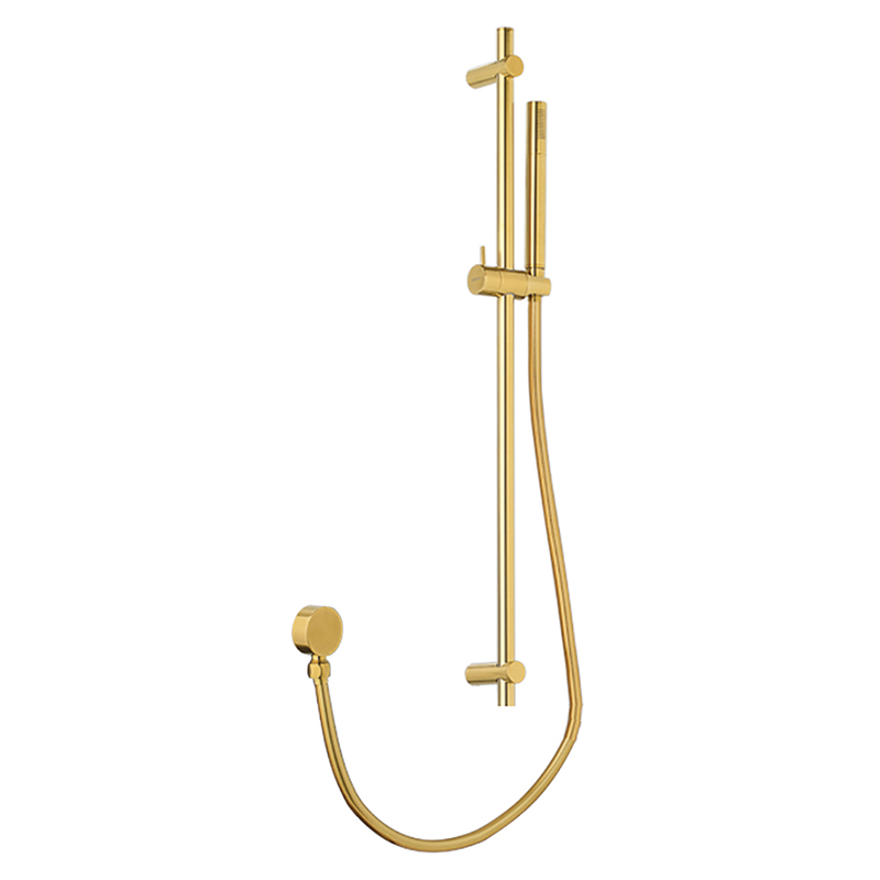 Levo Slide Rail Kit with Round Wall Elbow Outlet - Brushed Gold