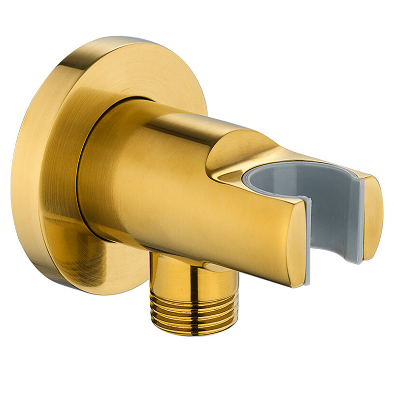 Levo Wall Outlet Elbow with Handset Holder - Brushed Gold