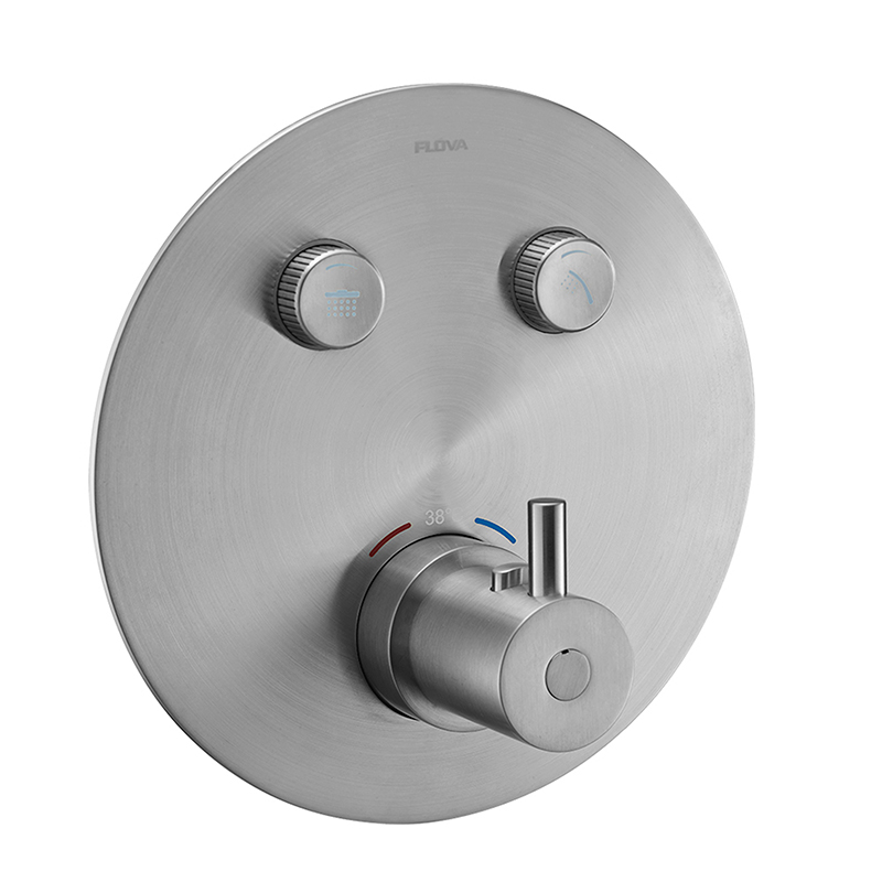 Levo Brushed Nickel GoClick 2 Button Thermostatic Concealed Shower - Round