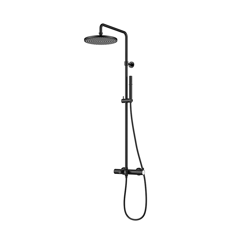 Levo Matt Black Exposed Thermostatic Shower Column with GoClick Flow Control