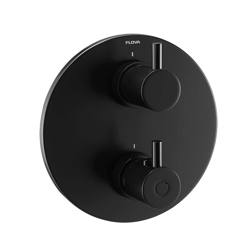 Levo Concealed Round Thermostatic Shower Valve - Matt Black