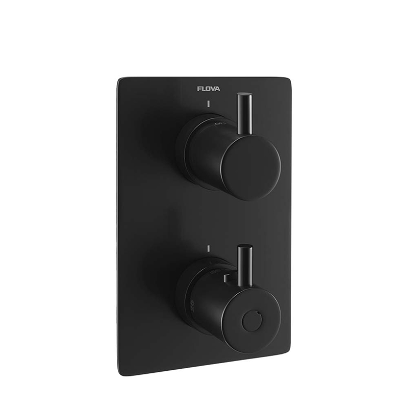 Levo Concealed Square Thermostatic Shower Valve - Matt Black