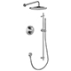 Levo Thermostatic 2-Outlet Round Shower Valve with Fixed Head & Slide Rail Kit - Brushed Nickel