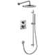 Levo Thermostatic 2-Outlet Square Shower Valve with Fixed Head & Slide Rail Kit - Brushed Nickel