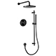 Levo Thermostatic 2-Outlet Round Shower Valve with Fixed Head & Slide Rail Kit - Matt Black