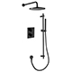 Levo Thermostatic 2-Outlet Square Shower Valve with Fixed Head & Slide Rail Kit - Matt Black