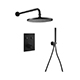 Levo Thermostatic 2-Outlet Square Shower Pack with Rainshower & Handshower Kit - Matt Black