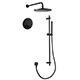 Levo Thermostatic 2-Outlet Round Shower Pack with Rainshower & Slide Rail Kit - Matt Black