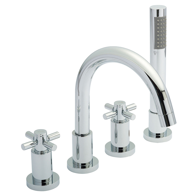 Hudson Reed Tec Crosshead 4 Tap Hole Bath Mixer with Swivel Spout