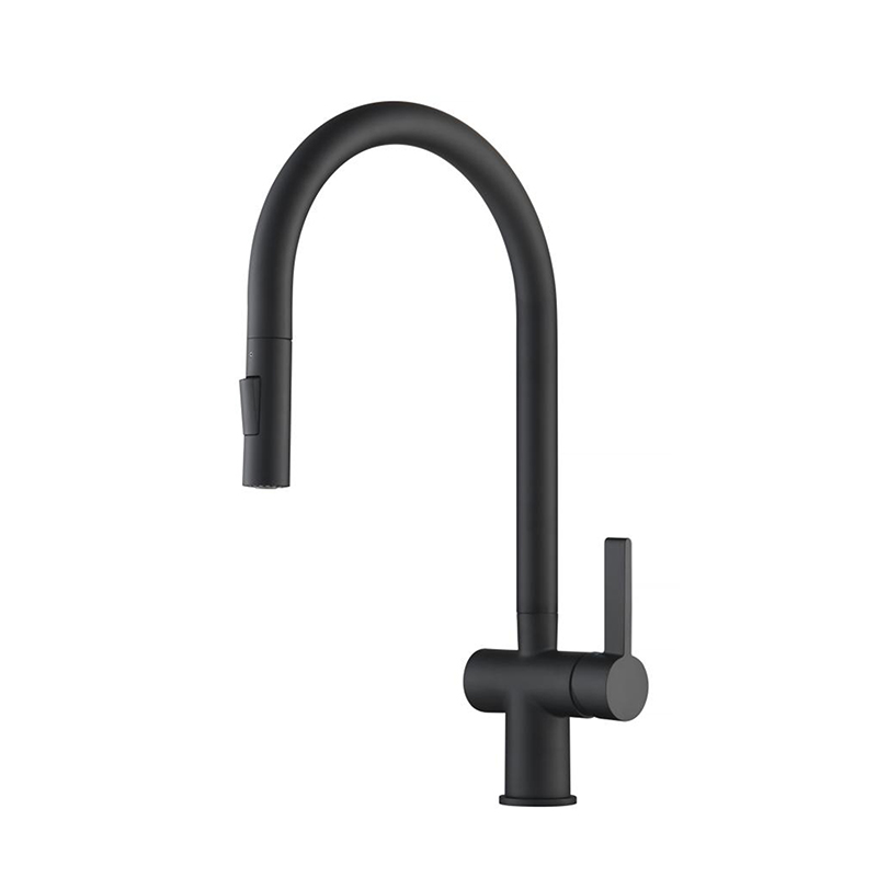 Vos Matt Black Single Lever Pull Out Kitchen Sink Mixer