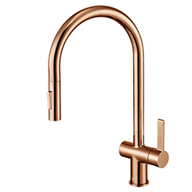 Vos Rose Gold Single Lever Kitchen Sink Mixer with Pull Out