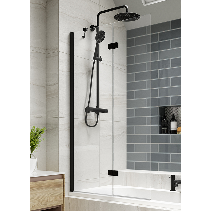 Kudos Inspire 2 Panel In-Fold Bath Screen - Left Hand - Matt Black