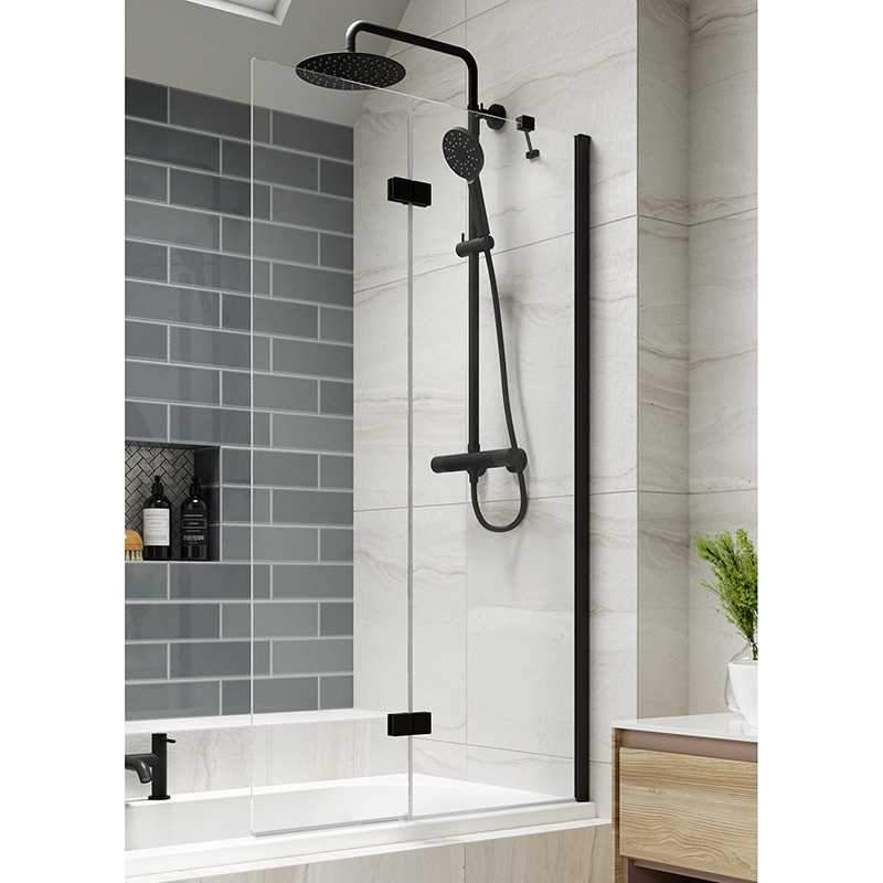 Kudos Inspire 2 Panel In-Fold Bath Screen - Right Hand - Matt Black