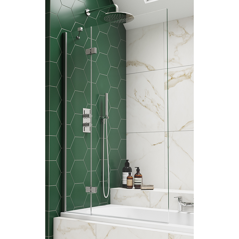 Kudos Inspire 2 Panel Outward Swinging 8mm Bath Screen - Left Hand - Chrome