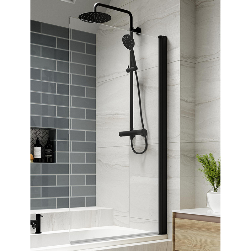 Kudos Inspire Single Panel Bath Screen - Matt Black