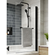 Kudos Inspire Single Panel Bath Screen with Towel Rail - Matt Black